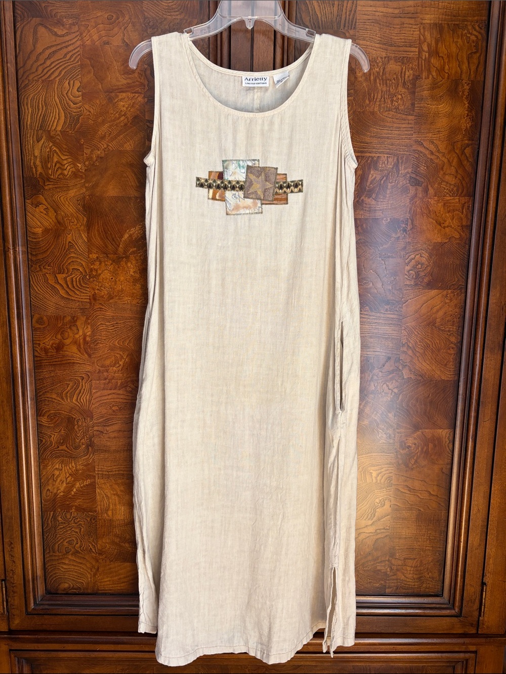 Arrietty Limited Sleeveless Dress Size M Appliquéd Art2Wear 🎨 Side Pockets